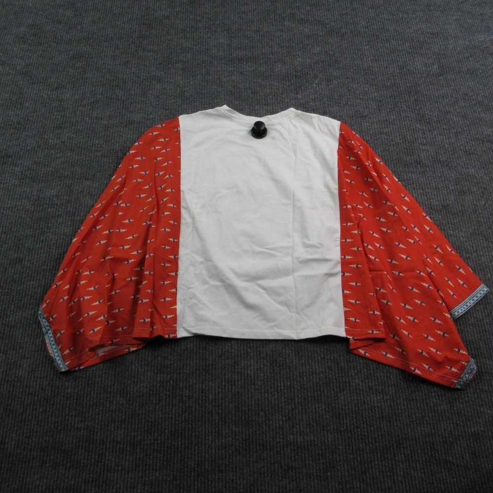Rock & Roll Shirt Womens L White Kimono Long Sleeve Paisley Reworked Graphic Tee - Picture 8 of 9